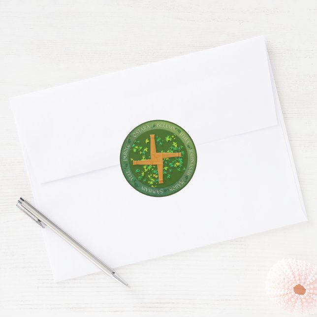 Spring Summer Wheel of the Year Classic Round Sticker (Envelope)