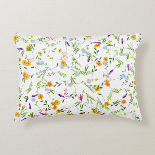 Spring Summer Wild flowers Accent Pillow