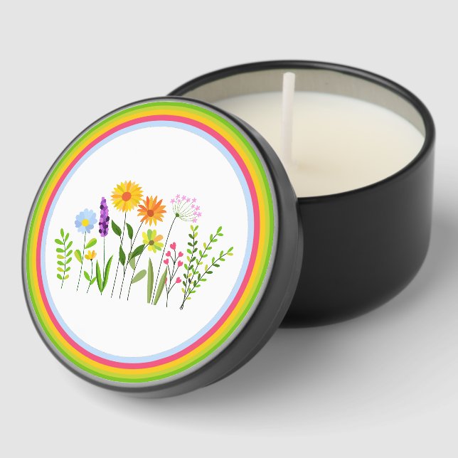 Spring Summer Wild flowers Mini Candle Favors (Corner)