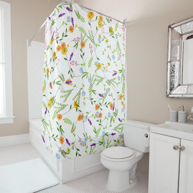Spring Summer Wild flowers Shower Curtain (In Situ)