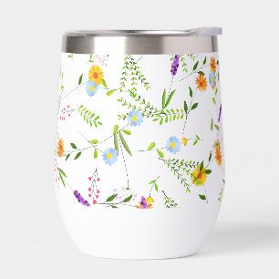 Spring Summer Wild flowers Thermal Wine Tumbler
