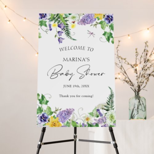 Spring Summer Wildflower Baby Shower Welcome Foam Board