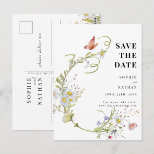 Spring Summer Wildflower Beige Boho Save the Date Postcard