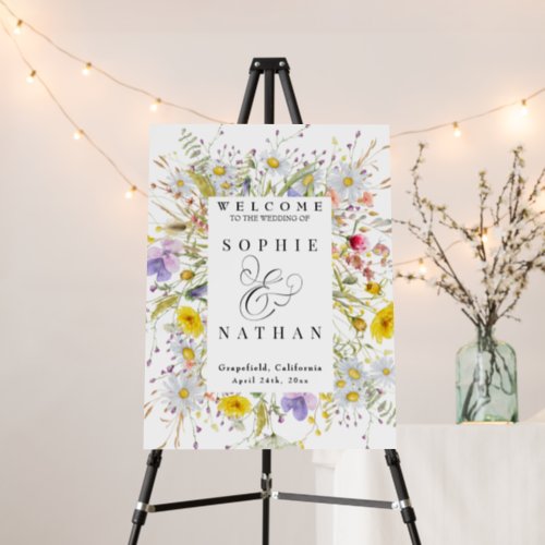 Spring Summer Wildflower Beige Boho Welcome Sign