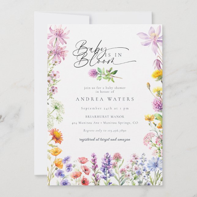 Spring Summer Wildflower | Colorful Baby Shower Invitation (Front)