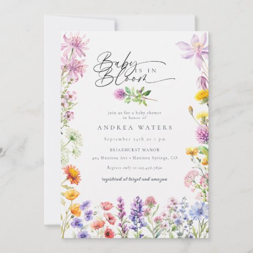 Spring Summer Wildflower  Colorful Baby Shower Invitation