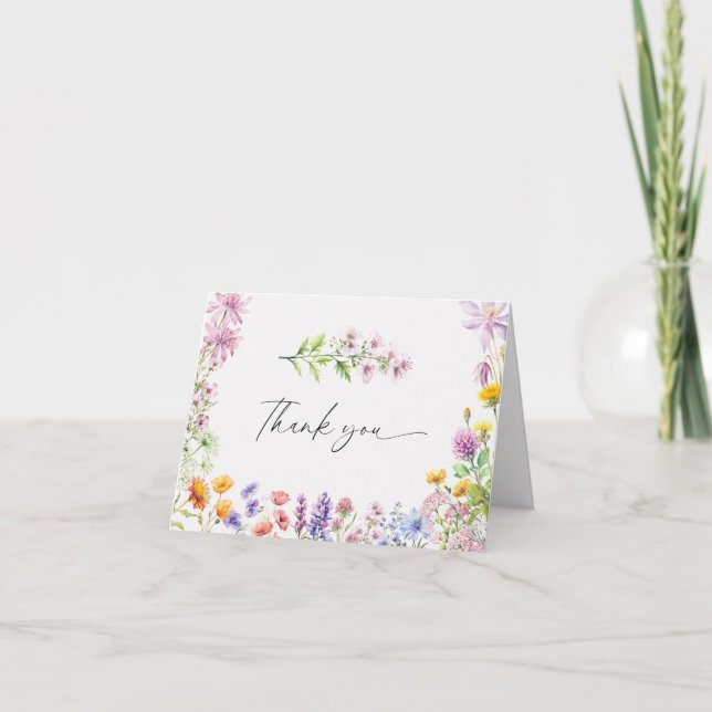 Spring Summer Wildflower | Colorful  Thank You Card (Front)
