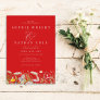 Spring Summer Wildflower Fiery Red Boho Wedding Invitation