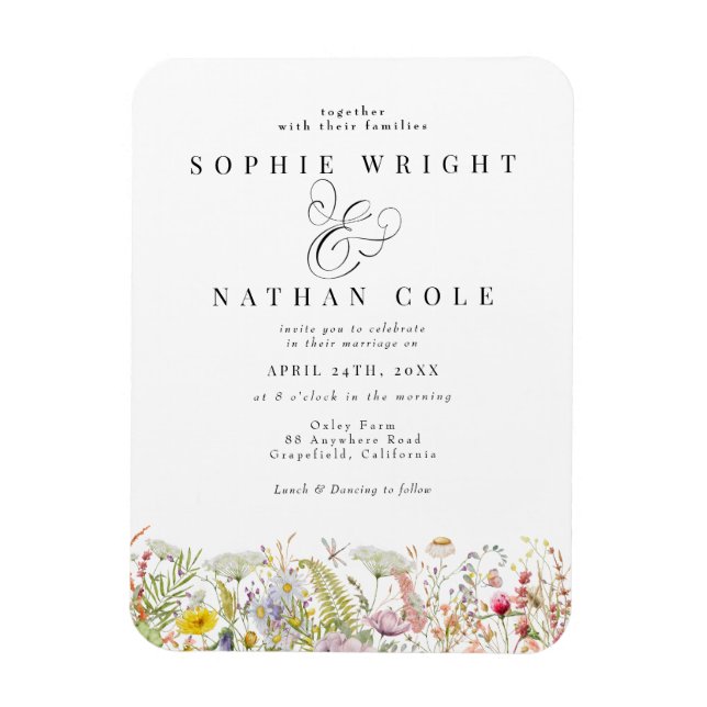 Spring Summer Wildflower | Magnetic Wedding Invite Magnet (Vertical)