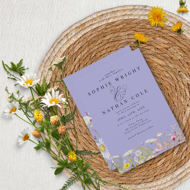Spring Summer Wildflower Periwinkle Boho Wedding Invitation (Creator Uploaded)