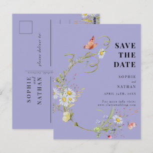 Spring Summer Wildflower Periwinkle Save the Date Postcard