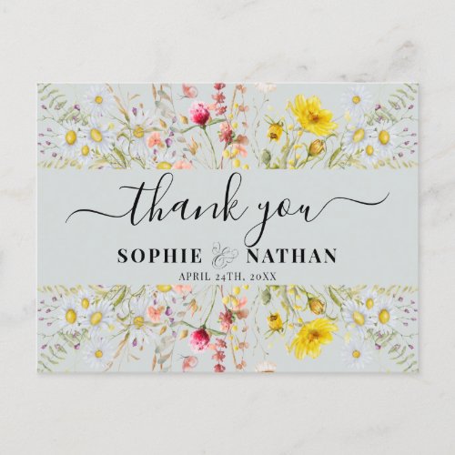 Spring Summer Wildflower  Thank you Card