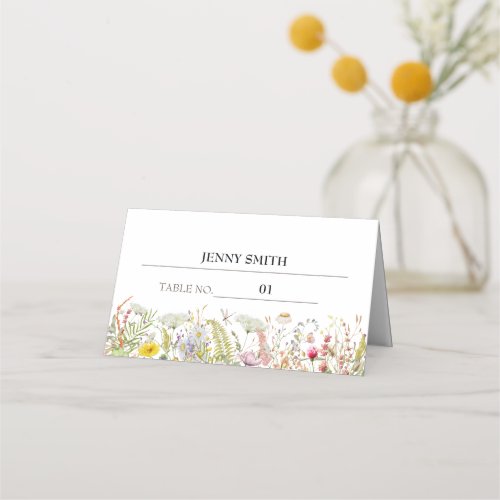 Spring Summer Wildflower  Wedding Place Card