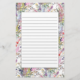 Spring Summer Wildflowers Lined Stationery