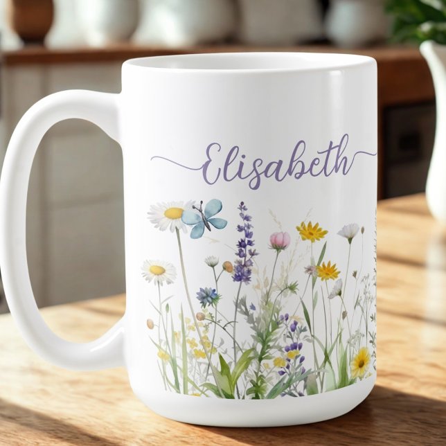 Spring Summer Wildflowers Script Name Mug (Creator Uploaded)