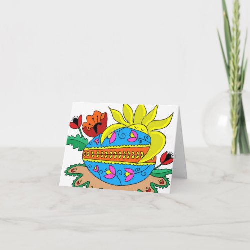 Spring Sun and Pysanka Holiday Card