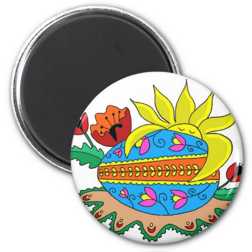 Spring Sun and Pysanka Magnet