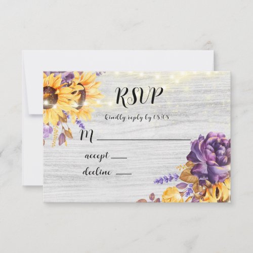 Spring Sunflower and Purple Peony RSVP Cards
