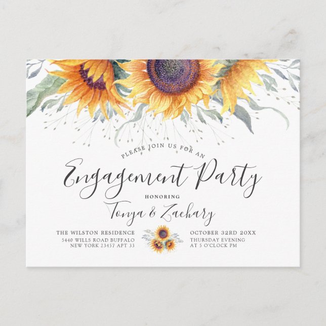 Spring Sunflower Bloom | Engagement Party Invite (Front)