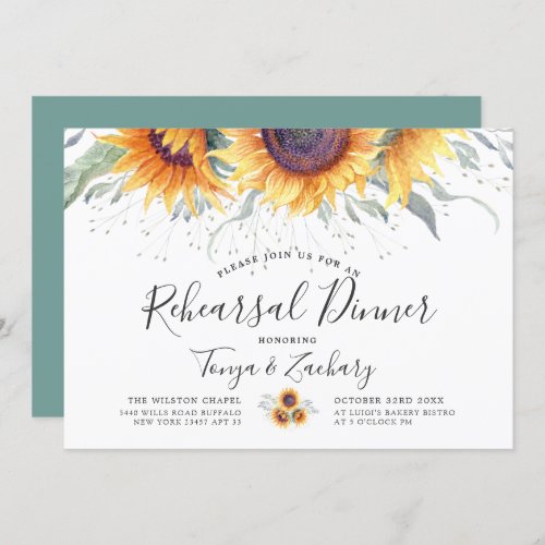 Spring Sunflower Bloom Rehearsal Dinner Invitation