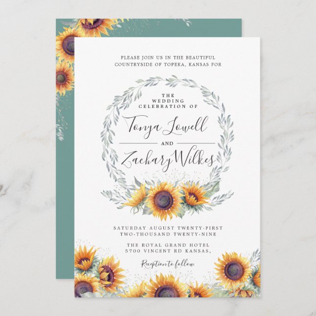 Spring Sunflower Bloom | Wedding Celebration Invitation (Front/Back)