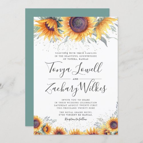 Spring Sunflower Bloom Wedding Invite