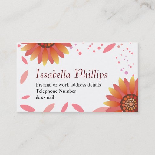 Customizable Spring Sunflower business card template