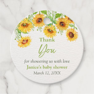 Spring Sunflower Floral Baby Shower Favor Tags