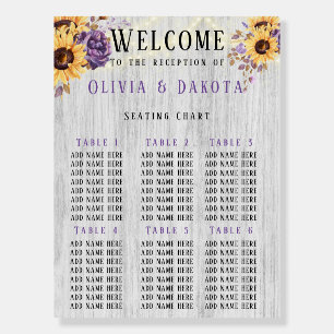Spring Sunflower Purple Peony Reception Seating Foam Board