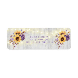 Spring Sunflower Purple Peony Wedding Address Label