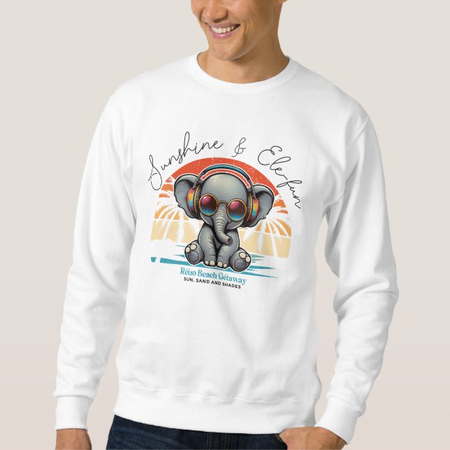Spring Sunshine and Ele-fun Retro Beach Getaway Sweatshirt (Front)