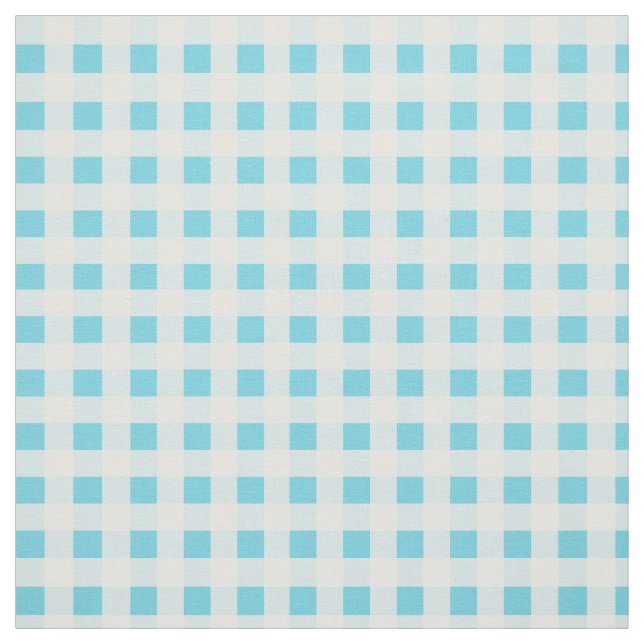 Spring Sunshine Blue White Check  Gingham Pattern Fabric (Swatch)
