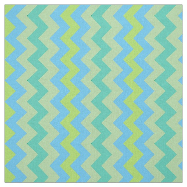 Spring Sunshine Chevron Pattern Blue Green Yellow Fabric (Swatch)