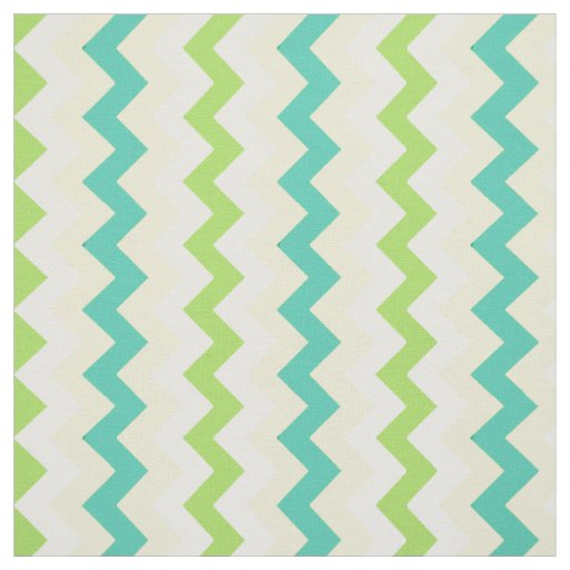 Spring Sunshine Chevron Pattern Teal Green Yellow Fabric