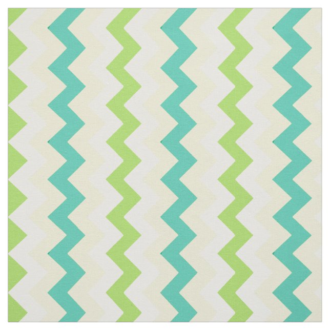Spring Sunshine Chevron Pattern Teal Green Yellow Fabric (Swatch)