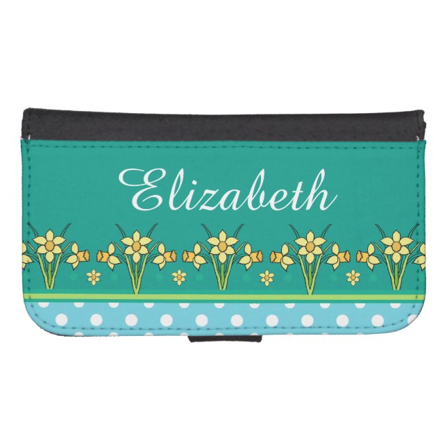 Spring Sunshine Daffodil Border Wallet Case (Front (Horizontal))