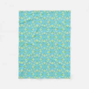 Spring Sunshine Daffodils Sky Blue Fleece Blanket