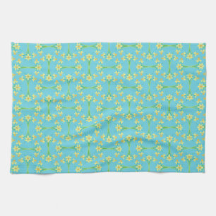 Spring Sunshine Daffodils Sky Blue Kitchen Towel