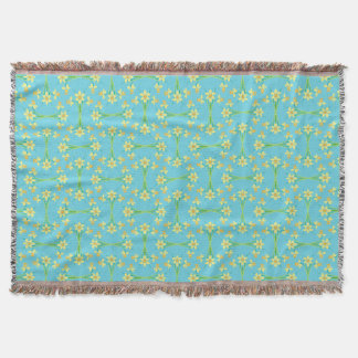 Spring Sunshine Daffodils Sky Blue Throw Blanket