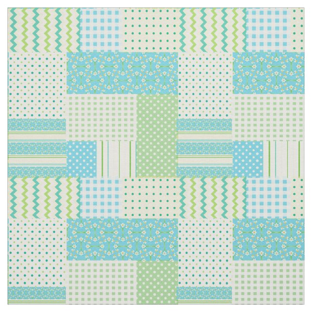 Spring Sunshine Faux Patchwork Patterns Fabric (Swatch)