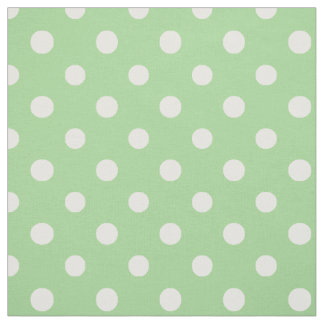 Spring Sunshine White on Green Polka Dots Fabric