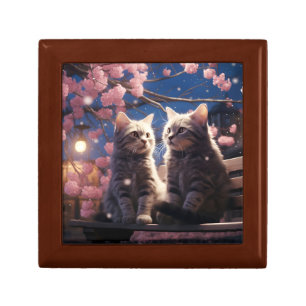 Spring Sweet Cherry Blossoms Kittens Gift Box