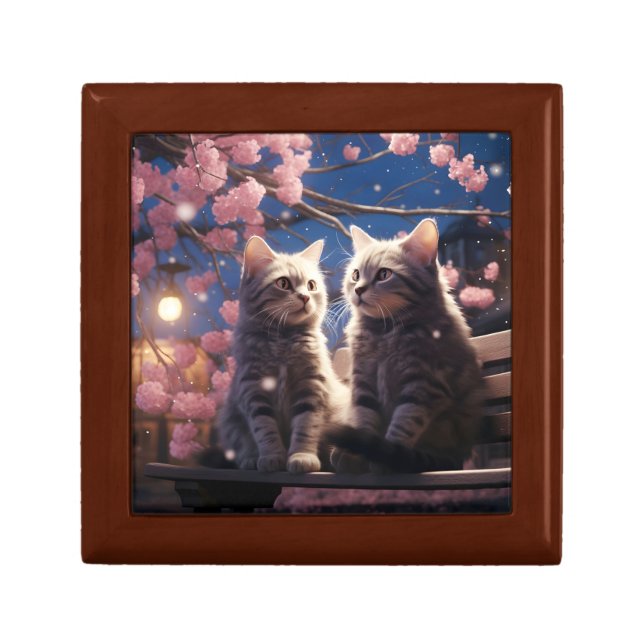 Spring Sweet Cherry Blossoms Kittens Gift Box (Front)