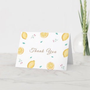 Spring Sweet Lemon Citrus Fruit Baby Shower  Letterpress Thank You Card