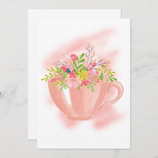 Spring Tea Birthday Party Invitation (Front/Back)