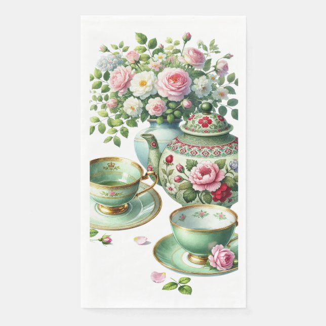 Spring Tea Party Paper Guest Towels (Front)