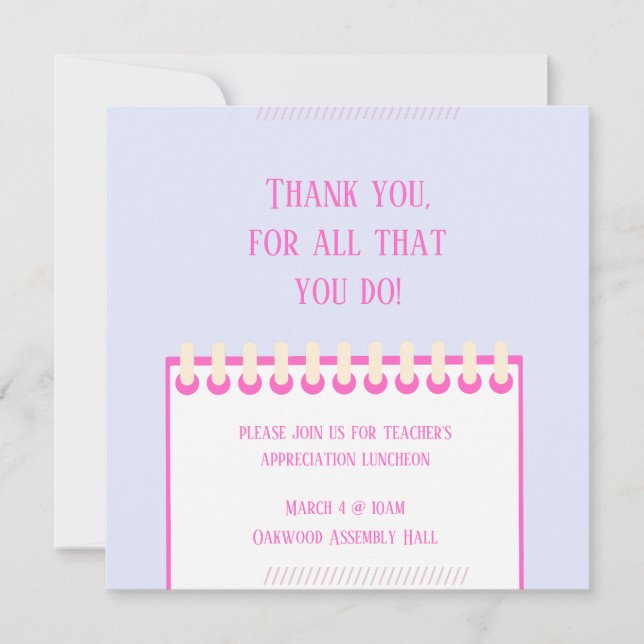 Spring Teacher Appreciation Thank You Card (Front)