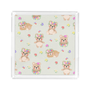 Spring teddy bear acrylic tray