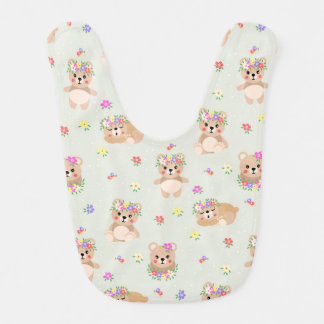 Spring teddy bear baby bib