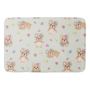 Spring teddy bear bath mat